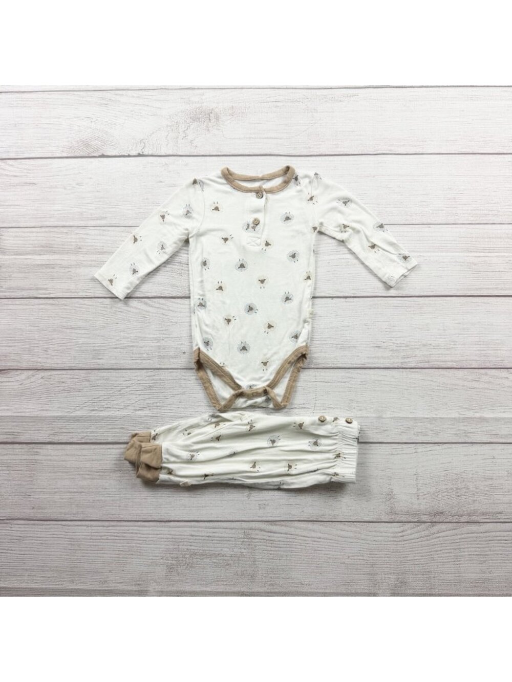 Milkberry Baby 2-Piece Outfit Long Sleeve Bodysuit Pants Sheep Print 3-6 Months